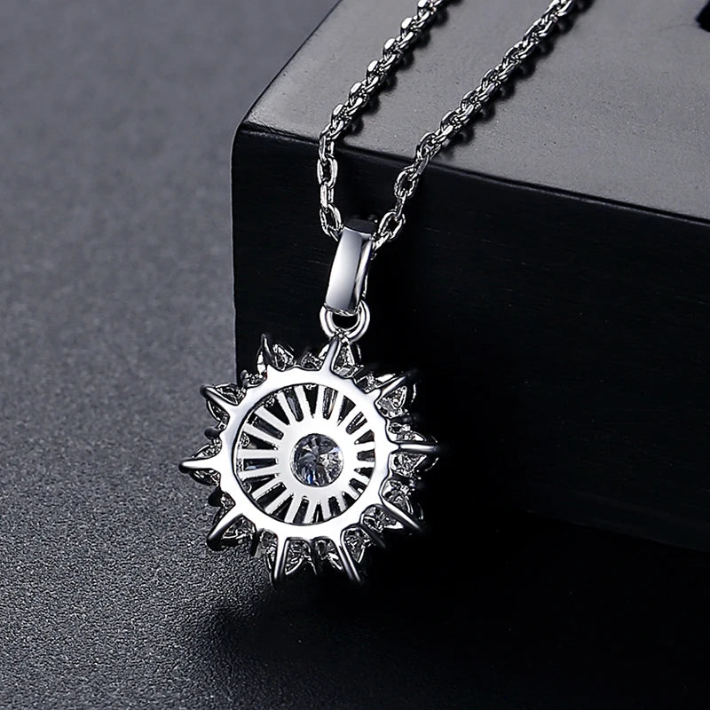 AURA Big Flower CZ Pendant Necklace - Snowflake Design, Elegant & Cute Jewelry for Women, Perfect Party Accessory