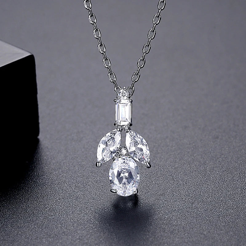 Aura Rings Cubic Zirconia Pendant Necklace - Elegant & Cute CZ Jewelry for Women, Bridal & Wedding Gift