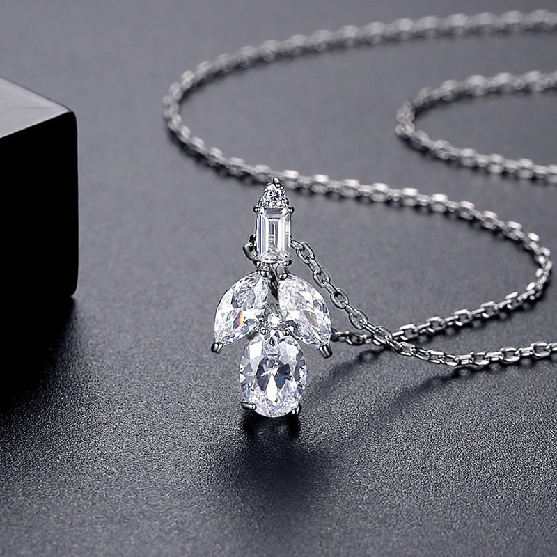 Aura Rings Cubic Zirconia Pendant Necklace - Elegant & Cute CZ Jewelry for Women, Bridal & Wedding Gift