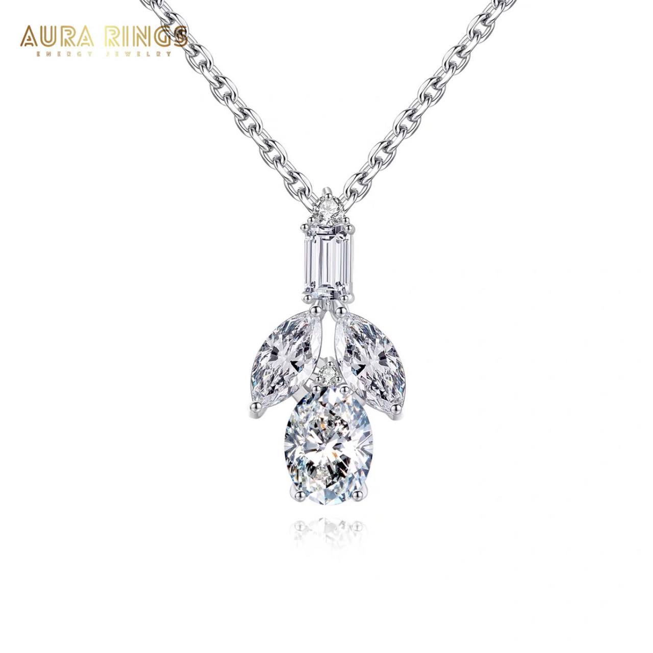 Aura Rings Cubic Zirconia Pendant Necklace - Elegant & Cute CZ Jewelry for Women, Bridal & Wedding Gift